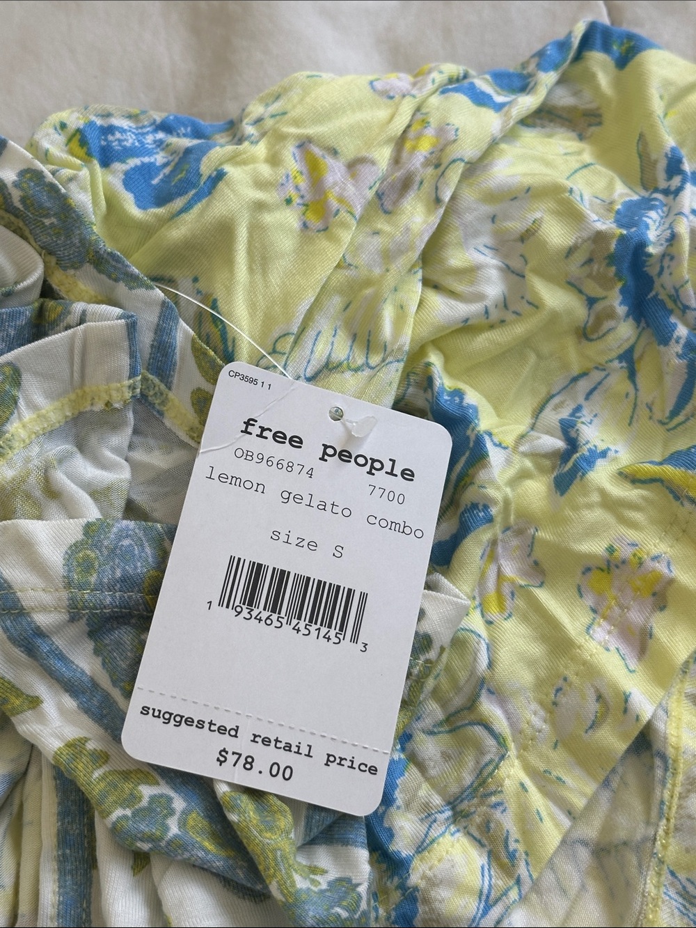 Women’s Floral cold Shoulder Top in Yellow and Blue - bin 2 - Picture 3 of 8
